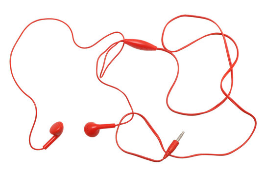 red earphone on transparent background png file