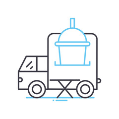 smoothie truck line icon, outline symbol, vector illustration, concept sign