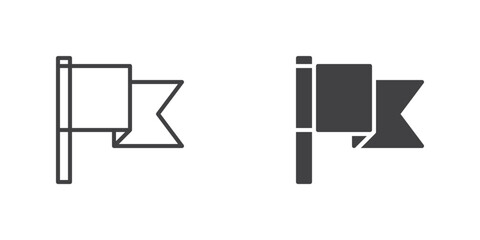 Waving flag icon, line and glyph version