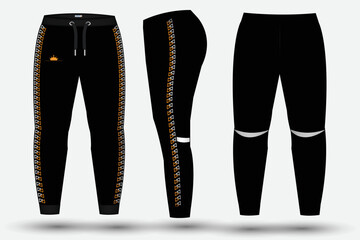 Trousers pant design template and technical fashion illustration for trousers design and  Mockup