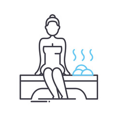 sauna line icon, outline symbol, vector illustration, concept sign