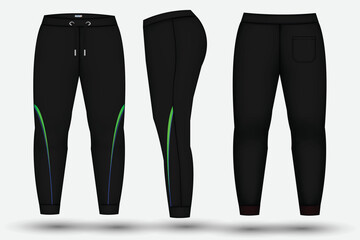  Trouser design template for technical fashion illustration and trousers pant design for Sweatpants design and mockup