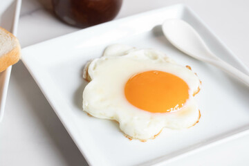 Fried eggs, bread, coffee, breakfast set