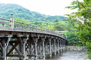 Big bridge of Ise Jingu, the biggest shinto shrine in Japan