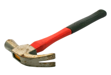 Old hammer isolated on transparent background png file