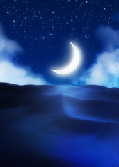 Fototapeta na wymiar Moon over desert