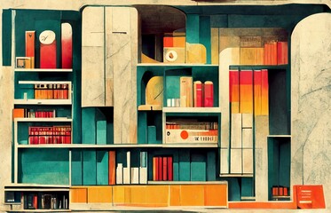 オシャレな本棚の抽象画