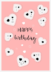 Pink postcard in paper cut style