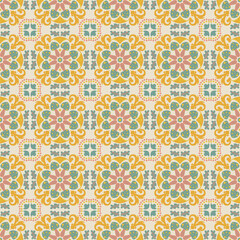 Nature Seamless Pattern Mushroom Plant Background Damask Art