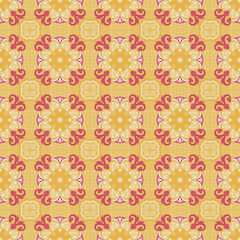 Nature Seamless Pattern Mushroom Plant Background Damask Art