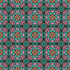 Nature Seamless Pattern Mushroom Plant Background Damask Art