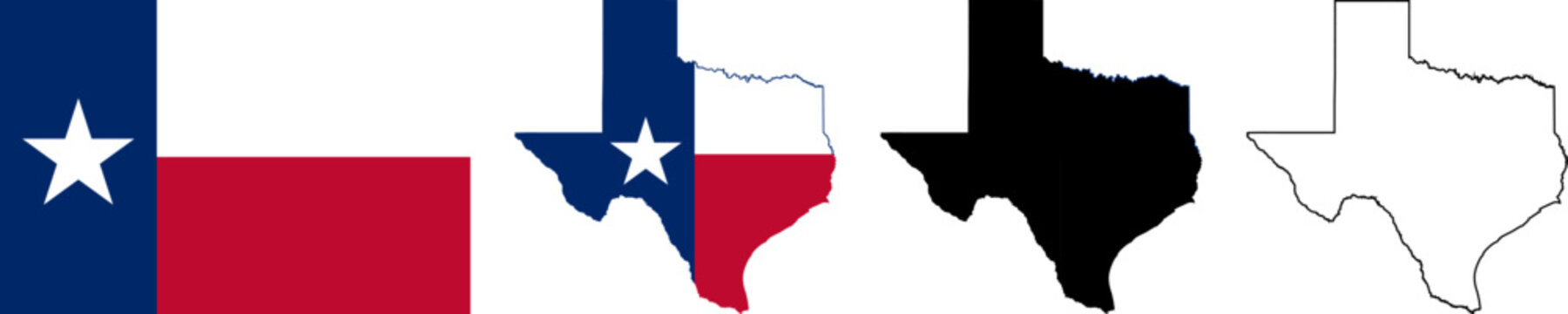 Texas State National Flag Map Texan outline black silhouette