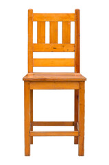 front view of wooden chair isolated with clipping path