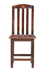 front view of wooden chair isolated with clipping path