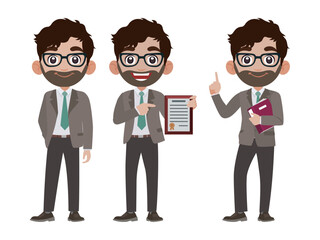 Business person in different positions set
