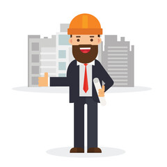 Architect man Character Wearing Orange Safety