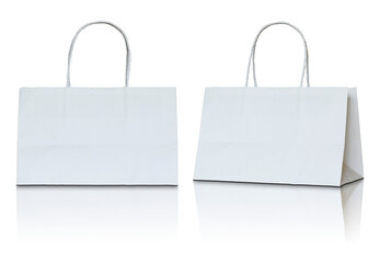 white paper bag isolated with reflect floor for mockup