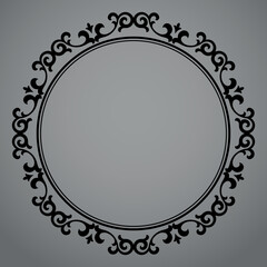 Decorative frame Elegant vector element for design in Eastern style, place for text. Floral gray and black border. Lace illustration for invitations and greeting cards