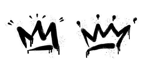 collection of Spray painted graffiti crown sign in black over white. Crown drip symbol. isolated on white background. vector illustration - obrazy, fototapety, plakaty