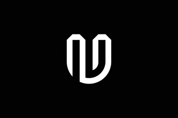 Fototapeta na wymiar U symbol logo. U letter logo icon on luxury background. UN monogram initials letter logo idea. NU unique and Professional white variety letter symbol on dark background.