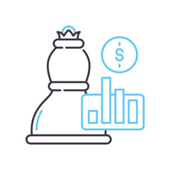 investment strategy line icon, outline symbol, vector illustration, concept sign