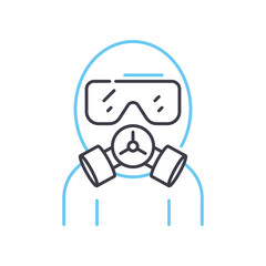 gas mask line icon, outline symbol, vector illustration, concept sign