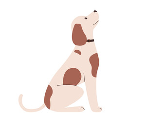 Cute spotted dog. White dog with red spots. Vector element of design