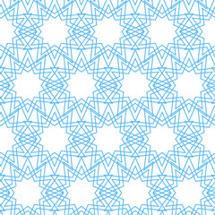 Blue seamless pattern for textile and wrapping paper, star snowflake vector illustration