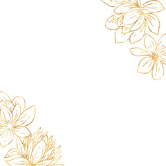 Gold flower hand drawn illustration