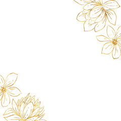 Gold flower hand drawn illustration