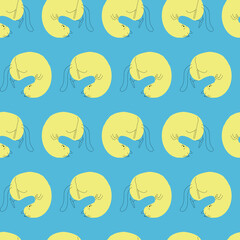 Pattern with yellow cat spot in line art. vector illustration