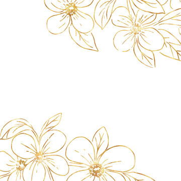 Gold flower hand drawn illustration