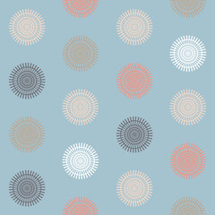 Gray pastel seamless pattern with round wheel ornament for clothing design