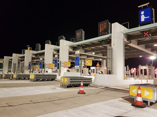 toll station in the night megara greece