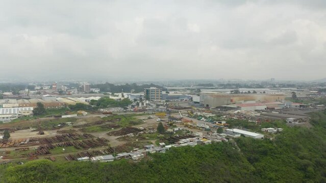 Drone capture the landscape of the metropolitan city of the Guatemala City the capital of Guatemala, in Central America. USA