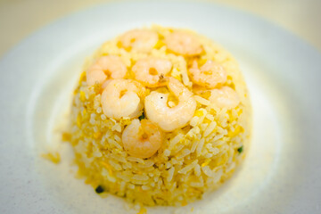 Shrimp fried rice in Singapore.