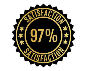 97% Satisfaction Sign Vector transparent background Gold Color