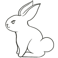 cute rabbit line drawing