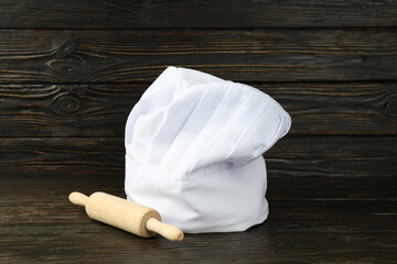 Fototapeta na wymiar Composition with chef hat for concept of cooking