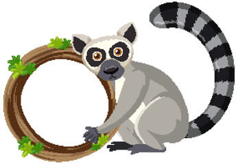 Lemur with blank round frame