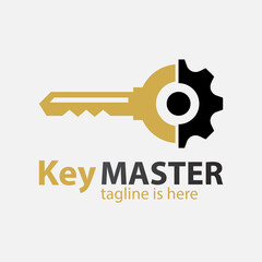 Abstract creative key duplication logo concept. Professional skilled key cutter sign.