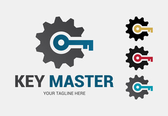 Abstract creative key duplication logo concept. Professional skilled key cutter sign.