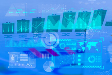 Background of documents with analytics data lying on table