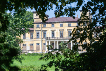 Fototapeta na wymiar Old palace in Krzeszowice in Poland, the Potocki residence from the 19th century in park