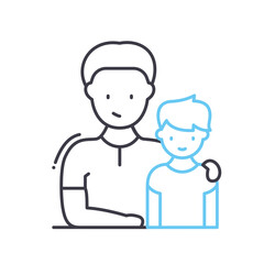 son and dad line icon, outline symbol, vector illustration, concept sign