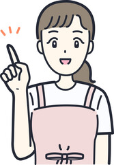 笑顔でポイントを説明する主婦のイラスト素材