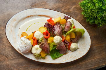 Appetizing restaurant dish for menu design