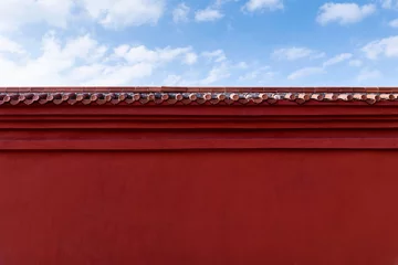 Foto op Plexiglas Red courtyard wall in Chinese style house © xy
