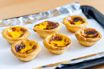 Homemade baked portuguese egg tart