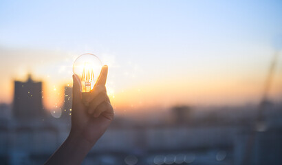 Renewable energy concept for sustainable, resource and environment icons. Electric power from nature. Creative ideas of energy.